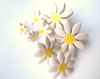 I love daisies earrings tiny ceramic daisies on stud posts very cute Summer time
