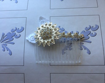 Sunflower Comb, Rhinestone Bridal Silver Hair Combs Wedding Hair Jewelry, Flower Combs