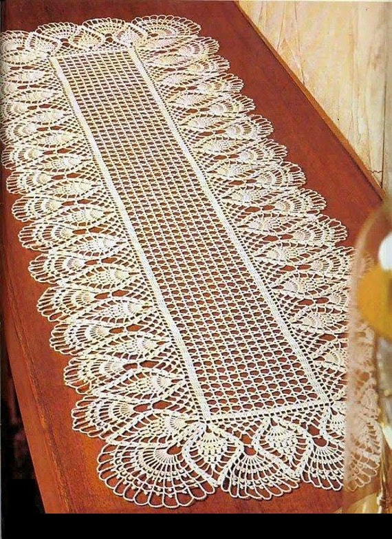 crochet doily center piece table runner pattern chart