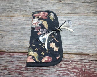 Fabric Eyeglass Case, Flowered Eyeglass Case
