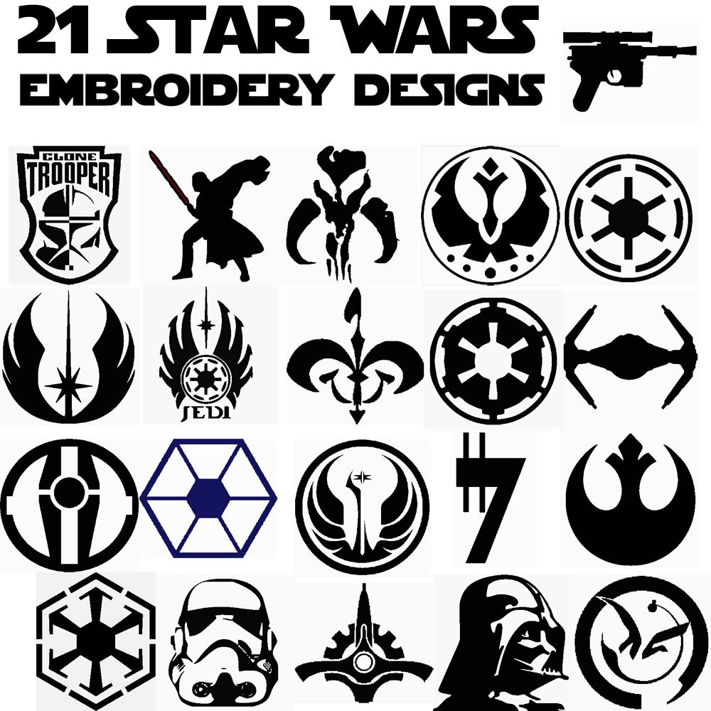 21 Star Wars insignia machine Embroidery patterns applique