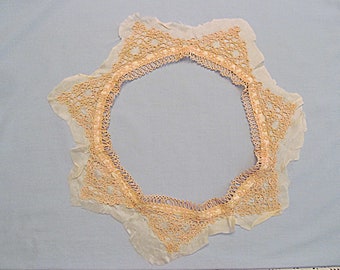 Tatted Edging, Seven Pink Triangles Joined in Circle, Intricate Hand-Tatting