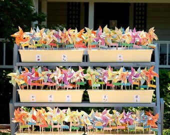 Wedding Favors Wedding Decoration Pinwheels Wedding Favors 75 Custom Solid Pinwheels Twirling Pinwheels Paper Pinwheel Wedding Guest Gift