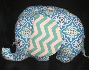 Cute Baby Elephant plushie - Blue Plaid