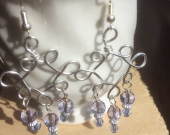 Silver scrol wire work earrings