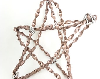 Twisted Star Tree Topper - modern metal handmade tree topper - mauve silver, rose gold 3d big medium - tree star