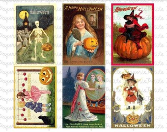 Halloween Postcard Digital Download Collage Sheet G 2.75 x 4 inch