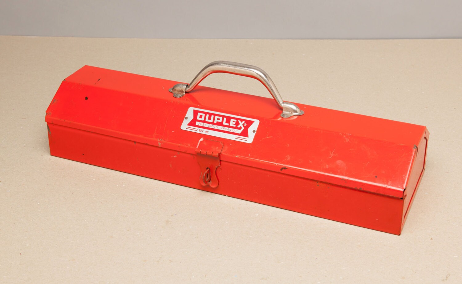 Vintage DUPLEX Tool Box Fort Smith Arkansas Nice Red Color
