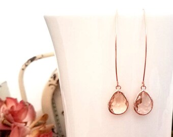 Champagne Peach Rose Gold Earrings Wedding Jewelry Bridesmaid Gift Rose Gold earrings, Bridesmaid Gifts ,Rose Gold Earrings, Bridesmaid Gift