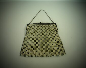 Black and White Whiting and Davis Mesh Purse