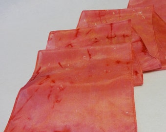 Hand-dyed Silk Scarf - Ice Dyed Silk Scarf - Silk Scarf, Coral Silk Scarf, Pink Silk Scarf, Coral Scarf, Pink Scarf (SS-16-28)