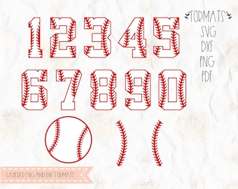 Baseball Stitch, ball, numbers, svg, png, dxf, pdf for cricut, silhouette studio, cutting machines, vinyl decal, stencil, t shirt design