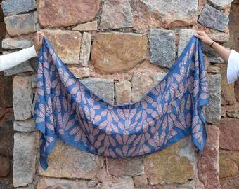 Blue Indigo Navy scarf, hand dyed block printed SAMPLE SALE bohemian accessories scarves for women, anniversary mothers day gifts - NEEM