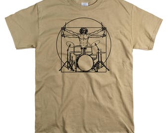 Drummer Gifts - Drumming Gift for Boyfriend - Da Vinci Drummer Tshirt - Gifts for Drummers - Shirts for Men - T Shirt
