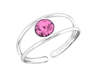 Sterling Silver Rose Crystal Toe Ring