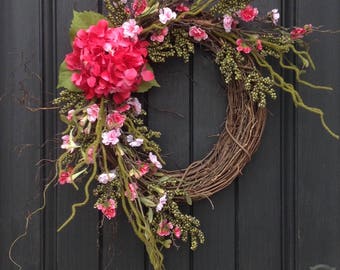 Spring Wreath-Summer Wreath-Fall Wreath Teardrop Door Twig