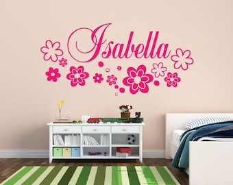 Flower Name Wall Decal Nursery Decor Flowers - Kids Room Teen Name Vinyl Wall Decal