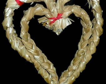 Vintage German Straw Heart Ornament~Vintage Valentines Deco~Hand Made Straw Heart~Rustic Valentine