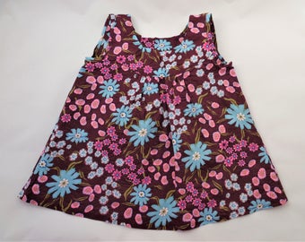 Sleeveless tunic waffle cotton and beautiful flowers for little girls size 5T