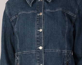dark blue jean jacket / 90s denim jacket / classic jean jacket / small