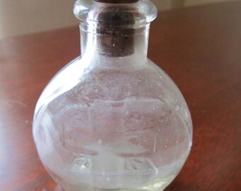 Vintage Embossed Glass Holy Water Bottle