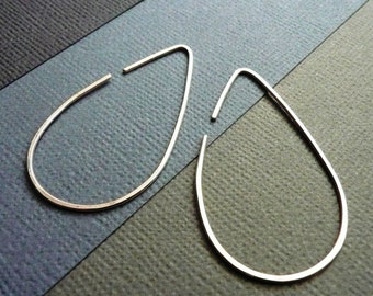 Modern Sterling Silver Earrings. Raindrops. Rain. Tear. Teardrops. Weather. Handmade. Contemporary. Urban Eco.