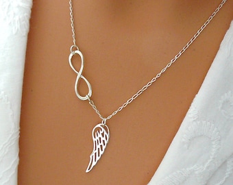 Infinity Angel Wing Necklace - Sterling Silver Wing Infinity Necklace - Memory wing necklace - Angel Wing Pendant - Remembrance Necklace