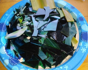 Green Scrap Glass-1 lb mix-Green Glass Mix-Scrap Glass-Mosaic Glass