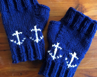 Anchor Fingerless Gloves