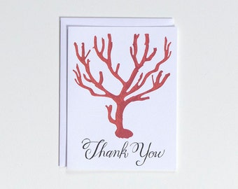Red Coral - Thank You - Note Card