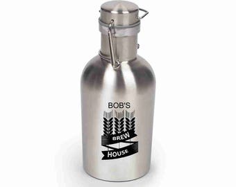 Growlers, Howlers, Stainless Steel Laser Engraved