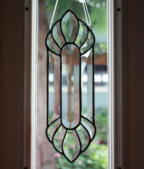 Stained Glass Beveled Window Ornament with Beaded Edge