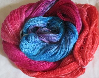 Hand dyed Tencel Yarn - 900 yds. Lace Wt. Tencel Yarn CORALLINE