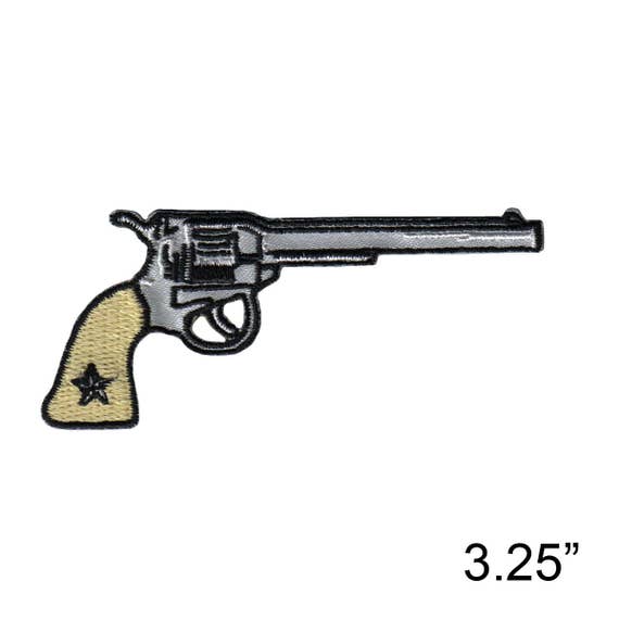 Gun Pistol Western Embroidered Iron On Badge Applique Patch FD