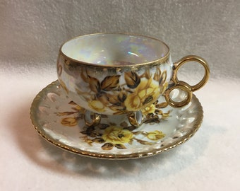 Royal Sealy China Yellow Rose Cup and Saucer (#049)