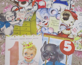 Vintage Greeting Card Lot-Ephemera-Mixed Media-Paper-Crafts-Scrap Booking-Baby-Childrens-Set of 8