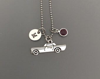 Car Necklace-Vintage Car Jewelry-Personalized Jewelry-Silver Car Necklace-Hand Stamped Jewelry
