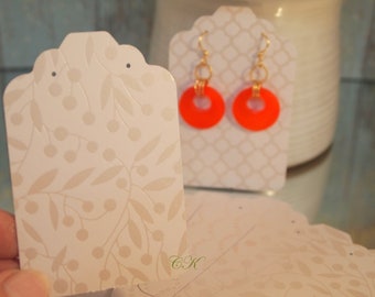 White Damask Earring Cards Assortment Pattern Card Stock Earring Cards Card Stock Earring Cards 20 Earring Cards Supplies Size 3 1/4 x 2 1/8