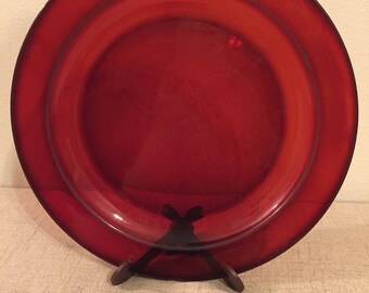 Deep Red Transparent Glass Plate