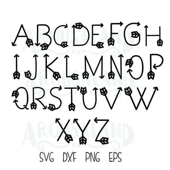 Arrow Alphabet Font Abc Letter Lettering Hand drawn