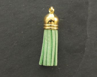 1 3.7 cm suede green color and Bell gold tassel