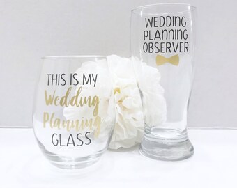 This Is My Wedding Planning Glass Set - Wedding Planning Observer Beer Glass - Engagement Gift - Mr & Mrs Gift - Bride and Groom To Be