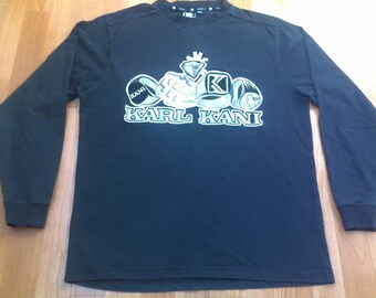 KARL KANI t-shirt black shirt of 90s hip-hop clothing, 1990s hip hop shirt, og, gangsta rap, sewn old-school vintage OG size M Medium