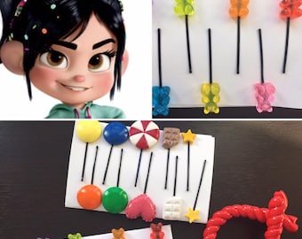 Vanellope von Shweetz candy hair clips, Vanellope Costume, Wreck it Ralph Costume, Candy Hair Clips, Licorice Hair Clip, Vanellope candy