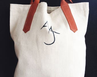 Canvas and Leather Tote Bag