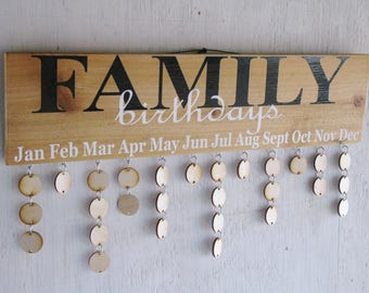 Family Birthday Board , Family Celebrations Board, Christmas Gift for th Family, Wood Calendar, Rustic Signs, Gifts for The Home,Signs