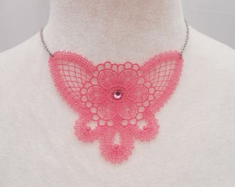 lace necklace with stainless steel chain