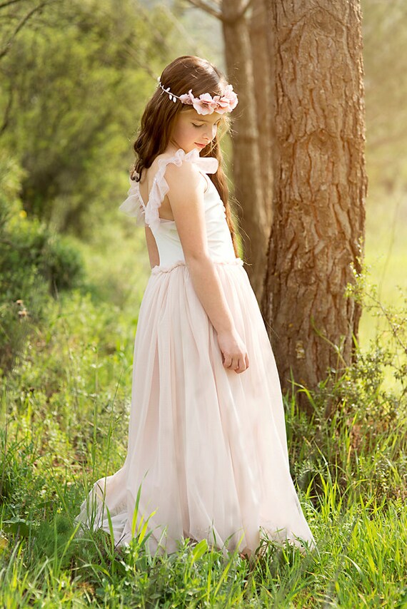 Maxi Blush Pink Flower Girls Dress Flower Girl Dress Wedding