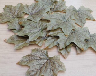 Pack of 10 Green Summer Maple Leaves Artificial Silk for Craft or Decorative use