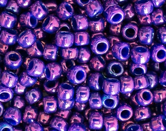 8/0 Higher Metallic Grape Toho Round Seed Beads - 4991 - 8/0 Higher Metallic Grape Round Seed Beads - Color 8-461T - 15 Grams